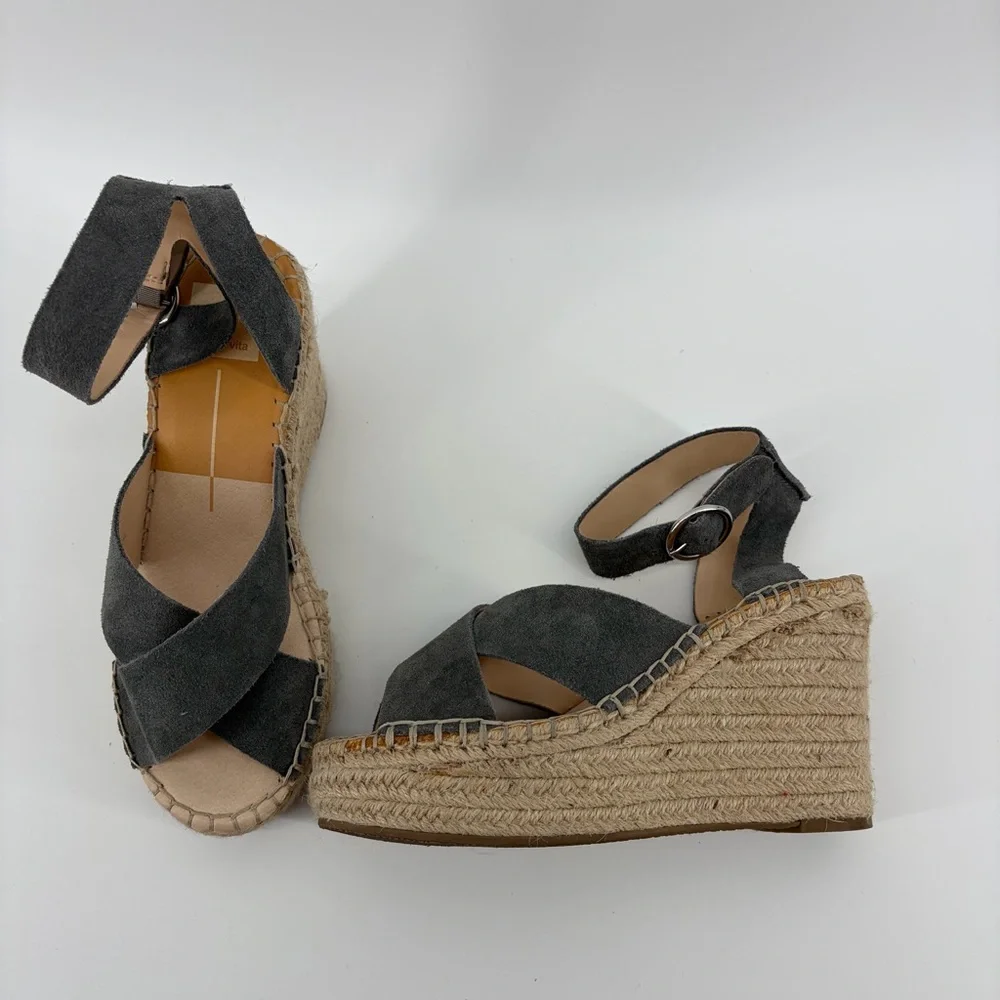 Dolce Vita Carsie Espadrilles Platform Wedge Women's Gray Sandals Size‎ 8